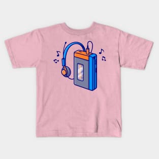 Music Player Cassete Tape Cartoon Kids T-Shirt